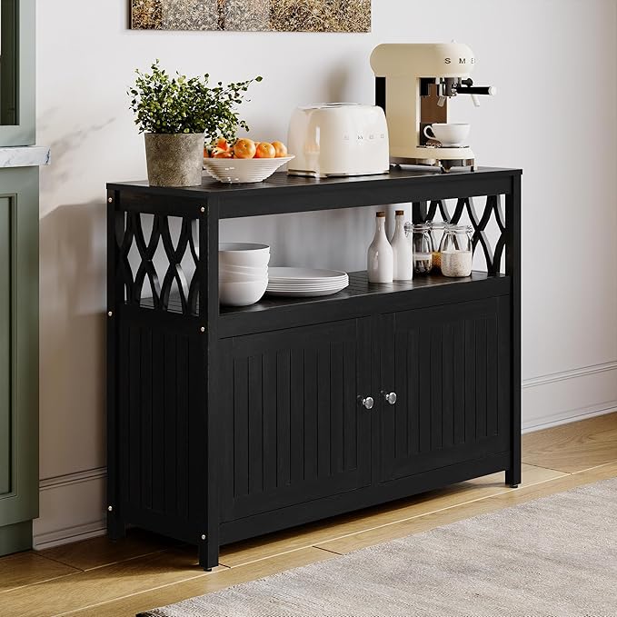 DTY Outdoor Living Longs Peak Eucalyptus Wood Sideboard Table, Outdoor Buffet Cabinet with Storage, Espresso Oil Weather-Resistant Finish