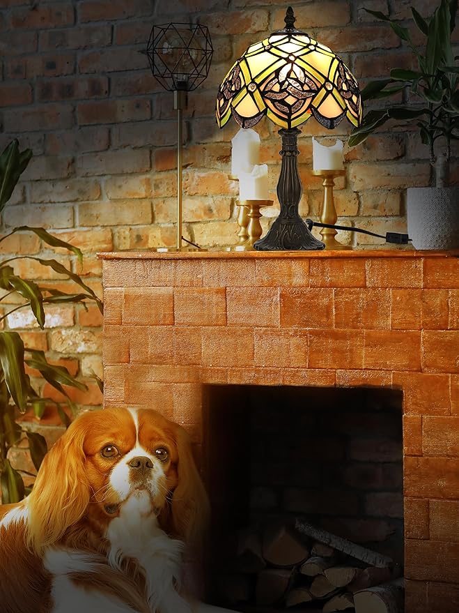 KY&BOSAM Tiffany Table Lamps Irish Celtic Stained Glass Light Lamp 17500 Lumen Style Shade E26 Bulb Holder Metal Base 8*8*14 Inch Memory Gifts Bedroom Living Room Kitchen Office St Patrick's Day Decor