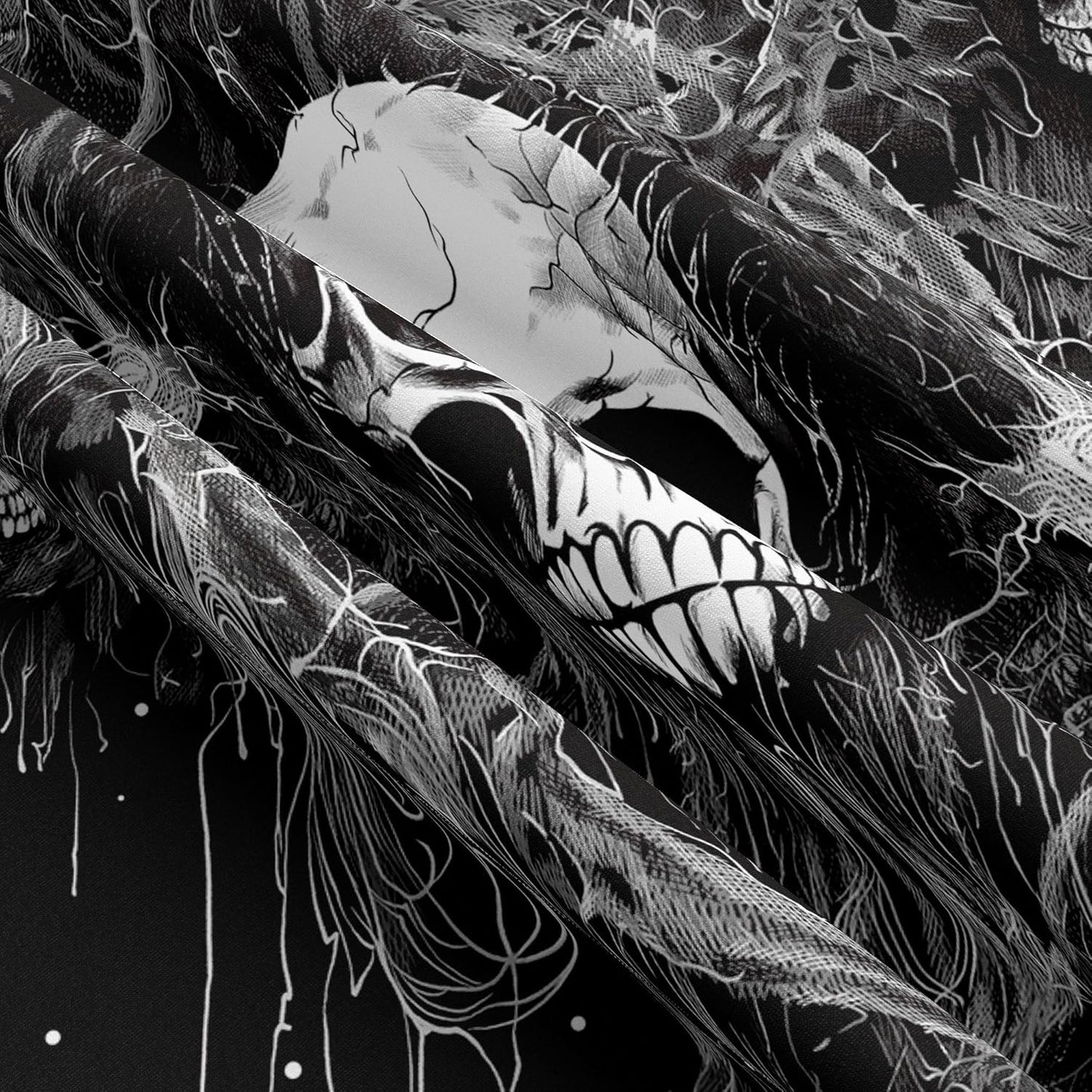 Tapzen Gothic Black and White Wall Tapestry - Dark Skeleton Horror Design - Aesthetic Cool for Bedroom, Living Room, Dorm (60 x 60 inches)