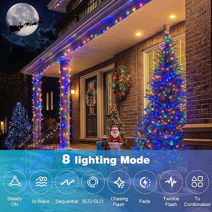 Christmas Lights 800 LED 264 FT, IP67 Waterproof Christmastree Lights with 8 Modes, Remote Control 3 Timers & Memory Function Xmas Decorations for House and Holiday (Multicolor)