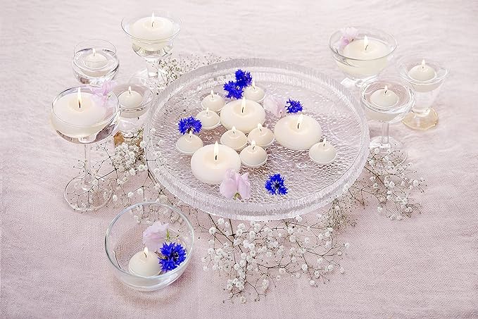 BOLSIUS Ivory Floating Candles 3 inch - 12 Pack Water Candles - Premium European Quality - 8 Hour Clean Burning - No Palm Oil - 0% Animal Fat - Cotton Wick - Centerpiece Decor, Romantic Wedding Events
