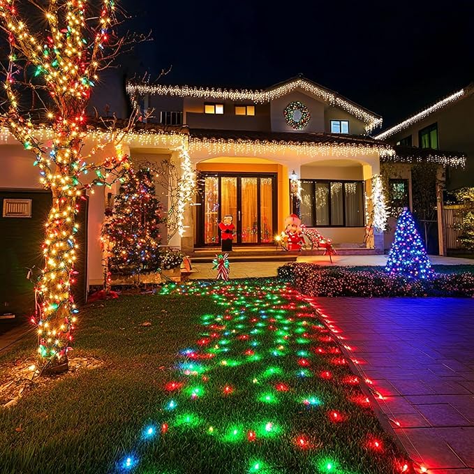 Joomer LED Christmas Lights, 2Pack Total 39FT 200 LED Multicolor Christmas Tree Lights, Connectable Waterproof Mini String Lights Plug in for Indoor Outdoor Home Christmas Decoration