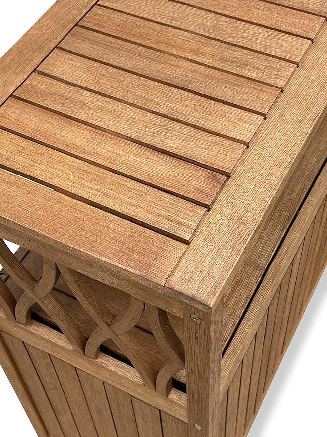 DTY Outdoor Living Longs Peak Eucalyptus Wood Sideboard Table, Outdoor Buffet Cabinet with Storage, Brown Weather-Resistant Finish