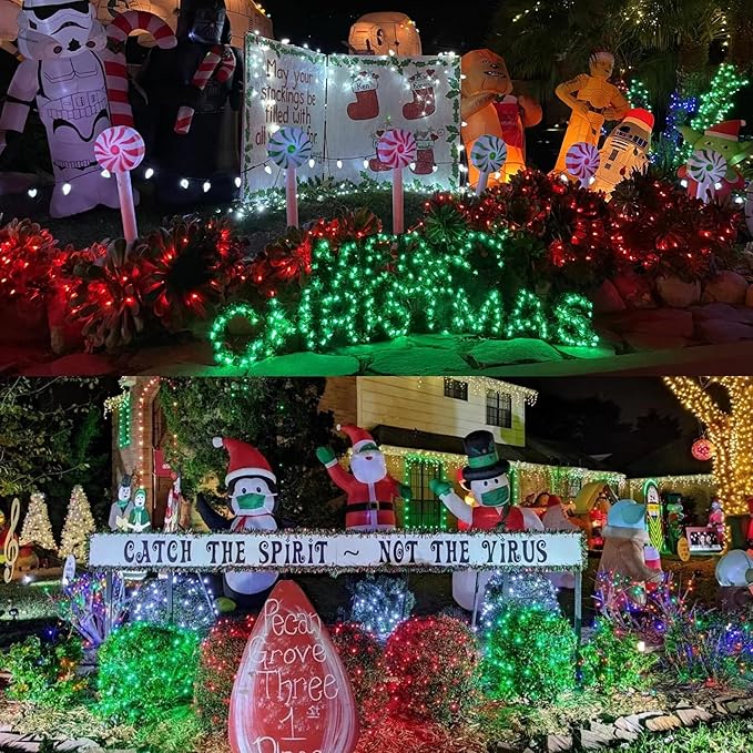YEGUO 66ft 200 LED Green Christmas Lights Outdoor Waterproof, Green Wire String Lights Indoor, 8 Modes Twinkle Lights for Christmas Tree Plug in with Timer Memory