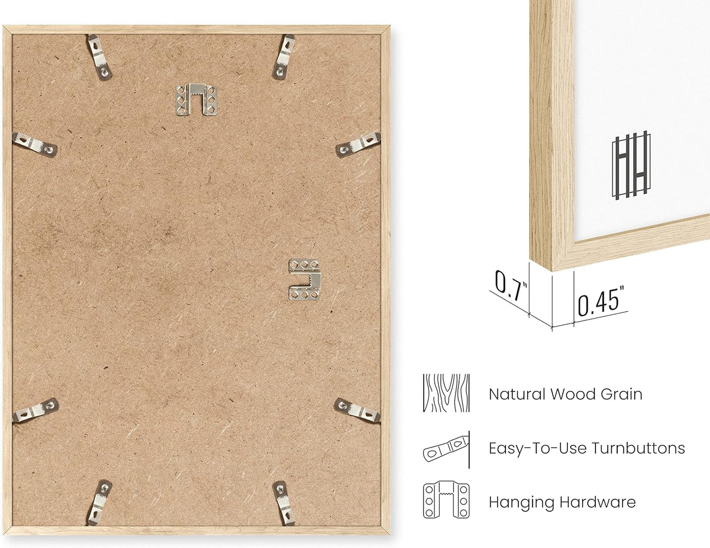 HAUS AND HUES Standalone Beige Oak Frame Set of 3-12x18