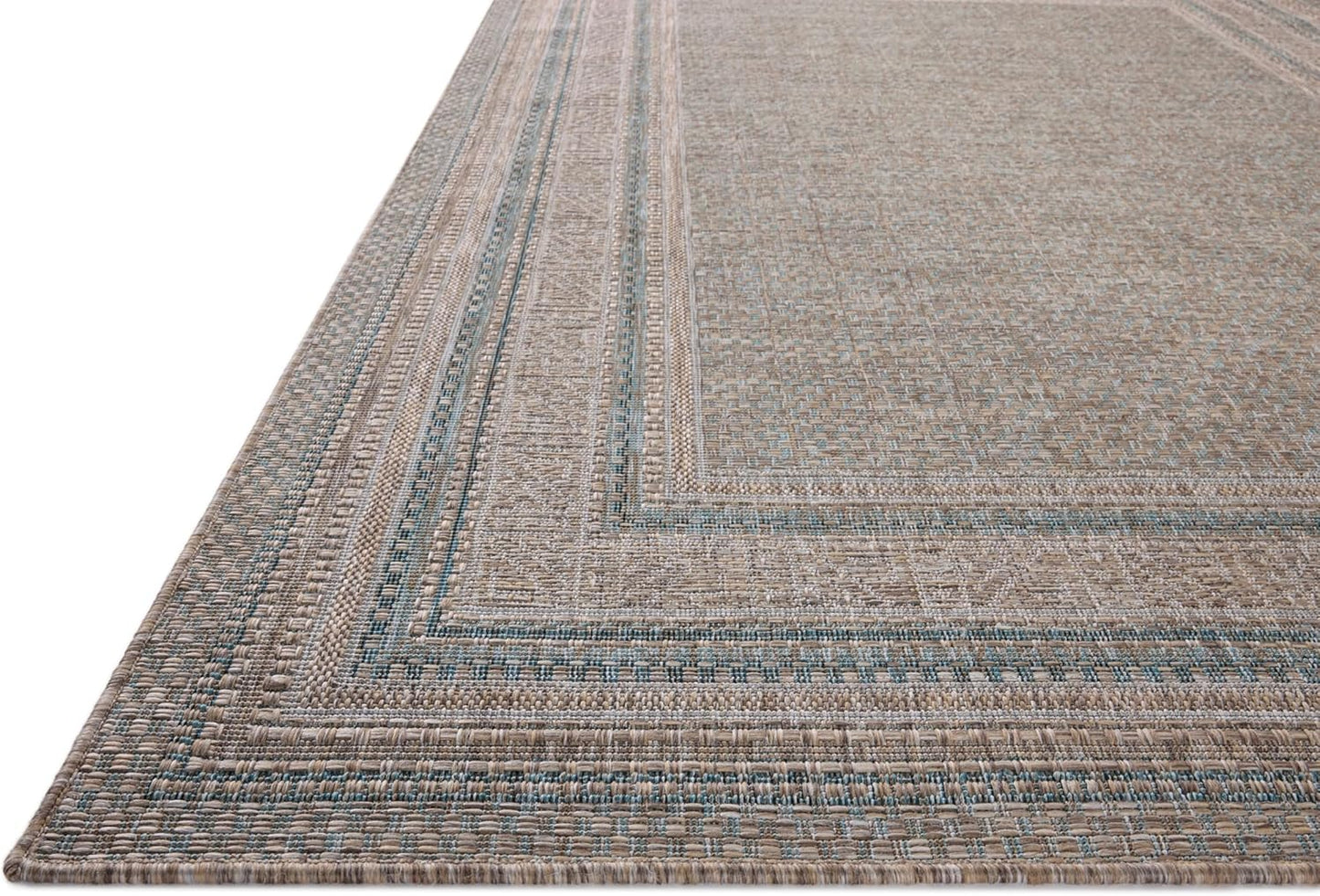 Loloi Amber Lewis Topanga Collection TOP-05 Natural/Teal 6'-7" x 9'-4" Indoor/Outdoor Area Rug
