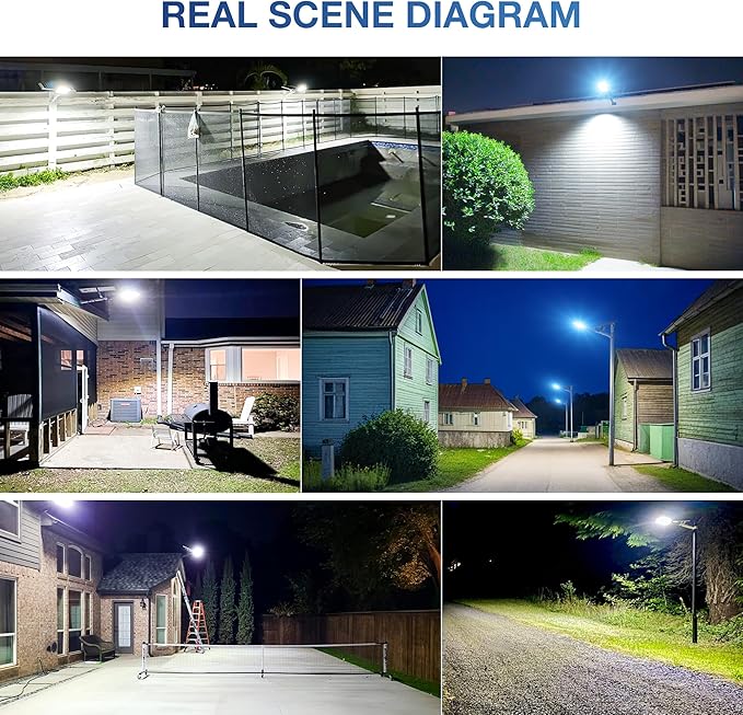10000W Solar Street Light, Super Bright LED Beads Solar Lights Outdoor Waterproof IP66, Heavy Duty Parking Lot Light Commercial Dusk to Dawn,Flood Light with Remote Control for Yard, Driveway