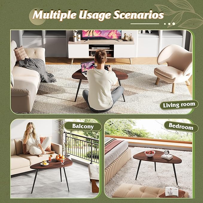 WLIVE Oval Coffee Tables, Modern Coffee Table for Living Room, Coffe Table for Small Space Home Office, Easy Assembly, 33.5" W x 18.9" D x 18.7" H, Espresso