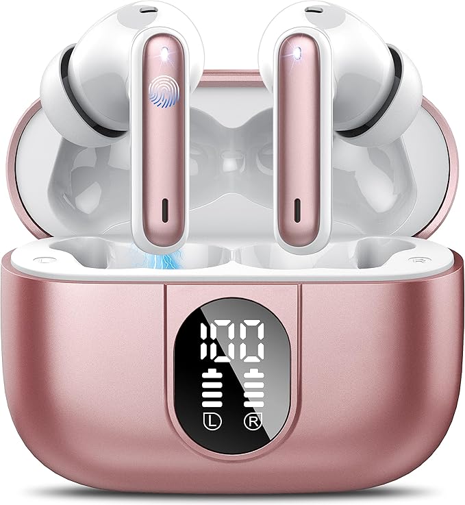 Ai Translation Earbuds Real Time, Simultaneous Interpretation Translator Earbuds with 6 Translation Modes/164 Languages, No Subscription Translatior Headphones, Rose Pink