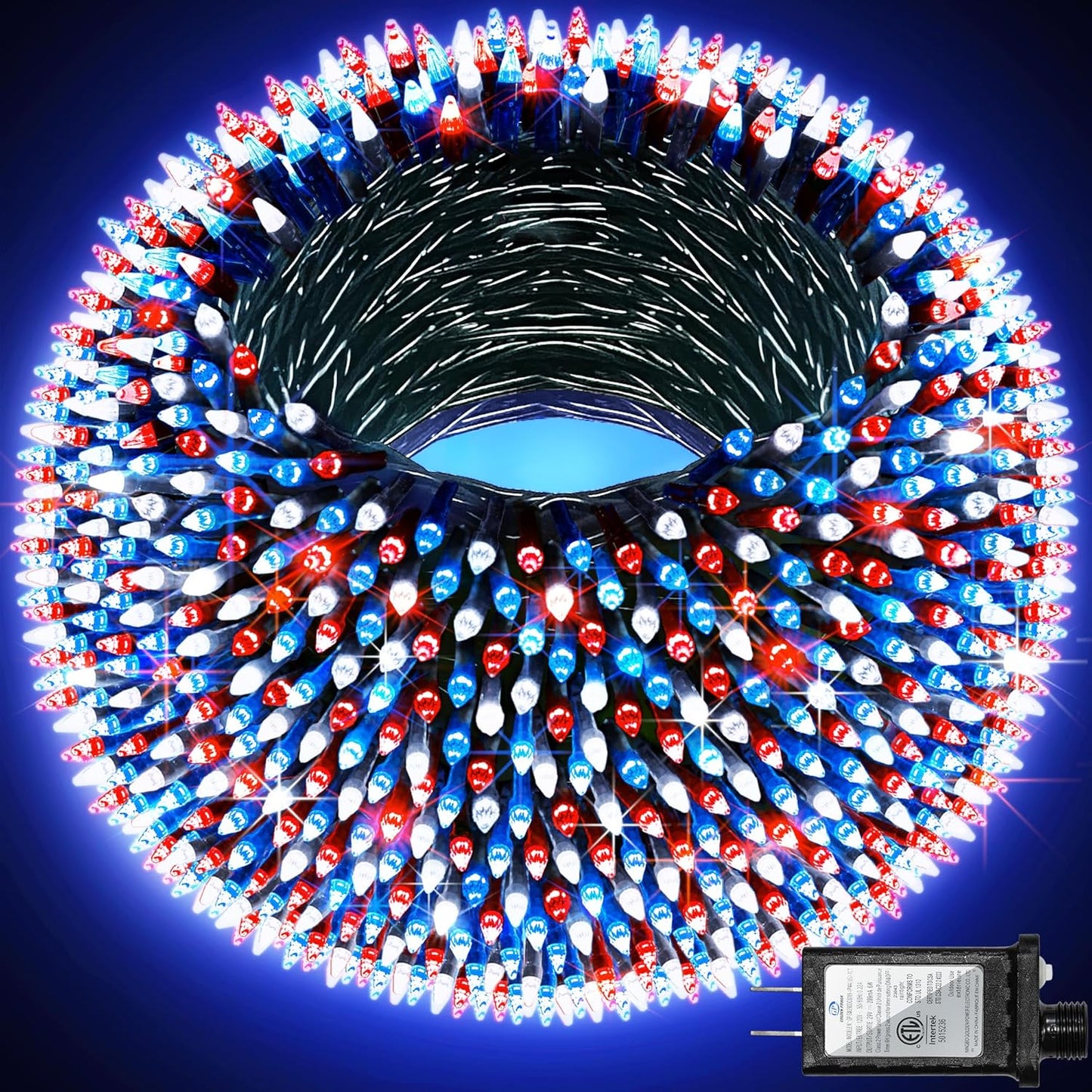 1500 LED 470FT Christmas Lights Outdoor,12 Lighting Modes Christmas String Lights with Timer, Dimmable Plug in Red White and Blue LED StringLights Waterproof for Yard Tree Wedding Party Holiday