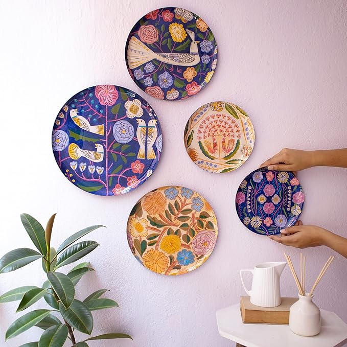RITUALISTIC Kashmiri Wall Plates for Home Decoration | Wall Decor items for living room | Metal wall décor | Gift items for unisex | Wall art | Home Décor & Christmas Gift Items | Set of 5 plates