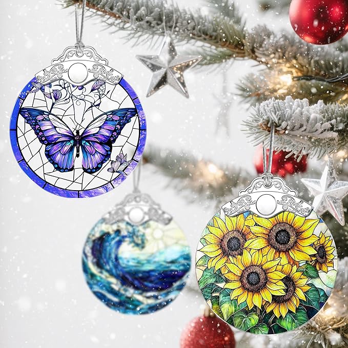Christmas Ornaments: Stained Glass Ornament, Christmas Tree Ornament, Hanging Ornaments for Home Decor & Xmas Tree Decorations – Exquisite Holiday Decor, Gifts & Holiday Present - Butterfly
