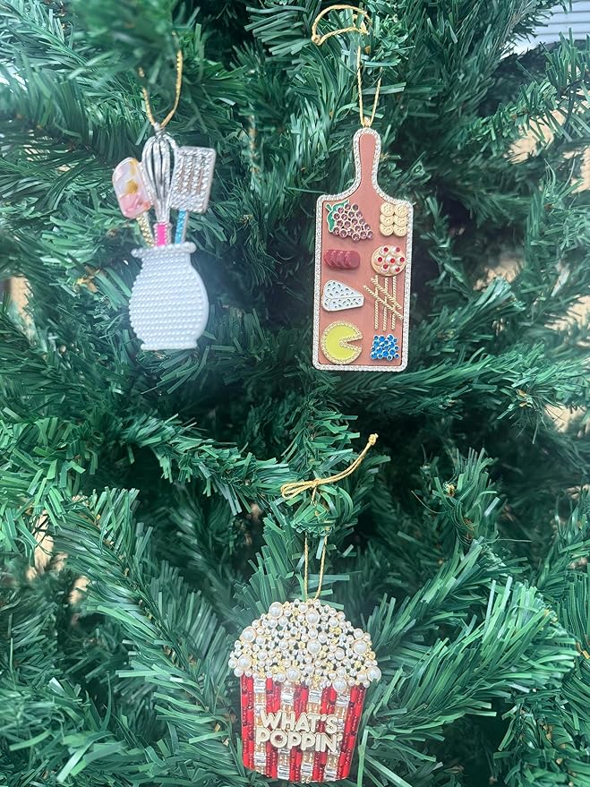 2025 Christmas Popcorn Ornaments,Food Popcorn Ornament Hanging Ornaments for Christmas Tree Decor,Keepsake Gifts for Sisters Mom Grandma Women