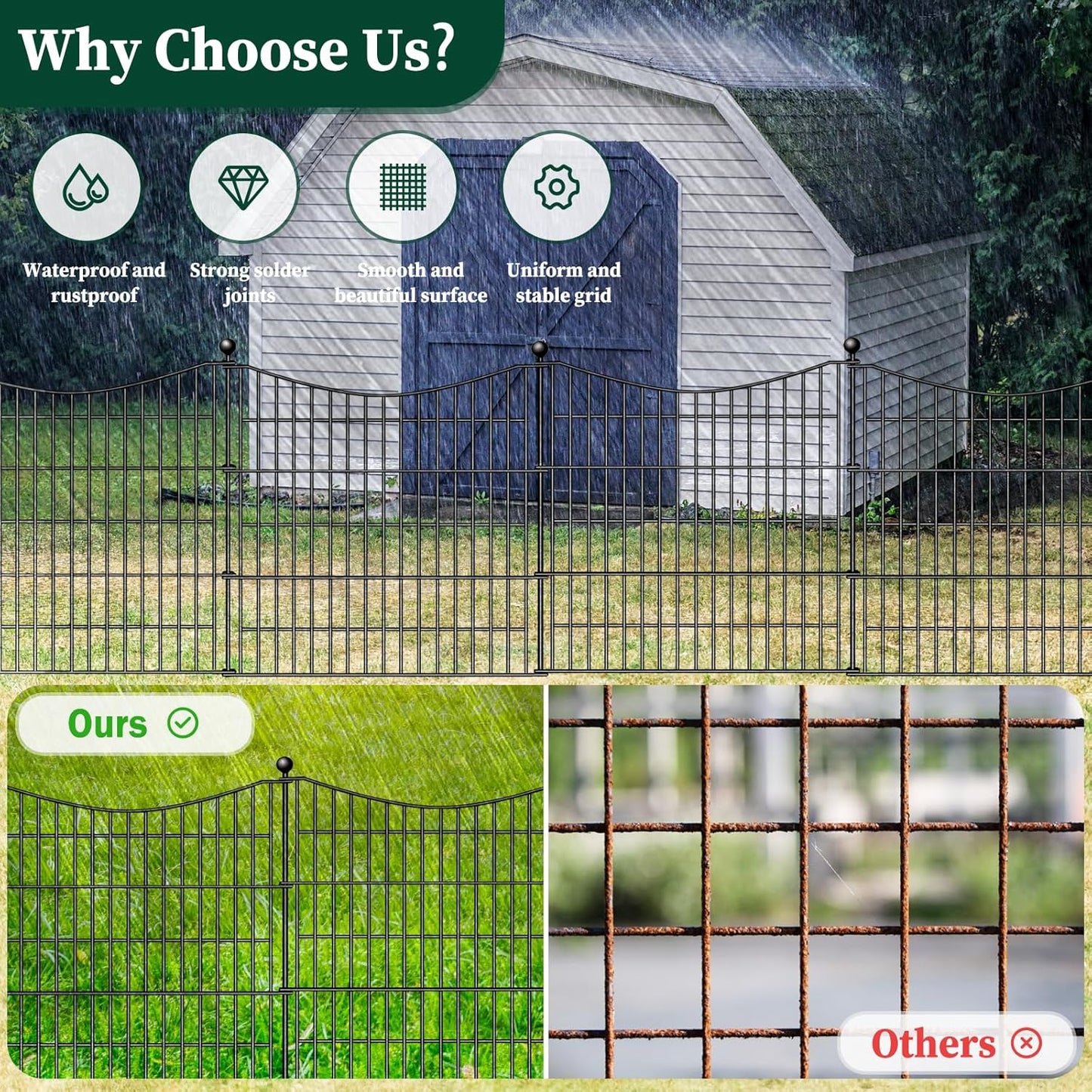 20 Panels Decorative Garden Fence with Gate, 40 in(H) X 47.2 ft(L) No Dig Dog Fence Animal Barrier Outdoor for Yard, Rustproof Metal Garden Edging and Borders, Temporary Fencing Stakes
