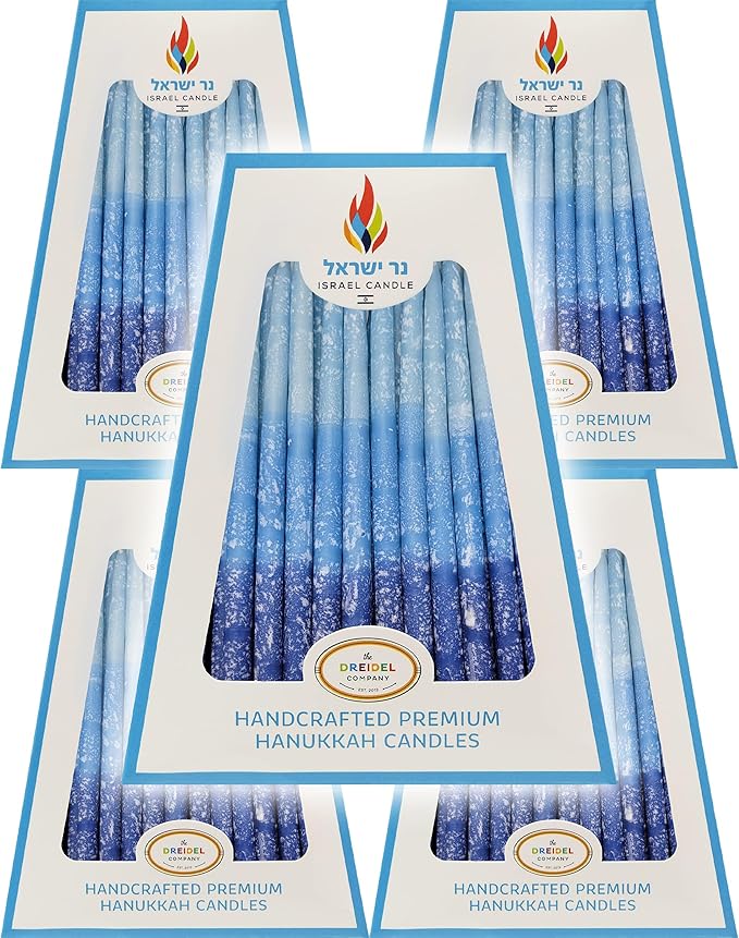 The Dreidel Company Hanukkah Candles Multi Blue Hued Frosted Deluxe Tapered Candles (5-Pack)