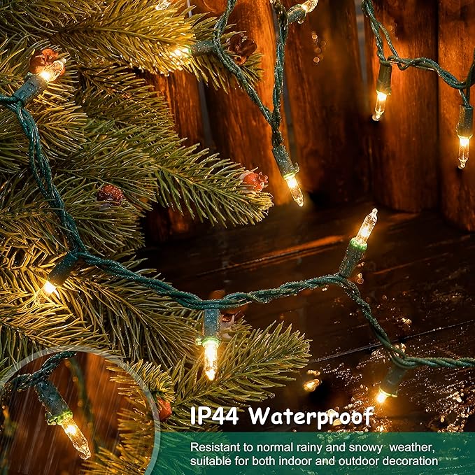 HEYFUNi Clear Christmas Lights 50Count 13Feet White Christmas Tree Lights Set, Incandescent Bulb Mini String Lights for Indoor Outdoor Tree Party Weeding Home Xmas Holiday Decorations, Green Wire