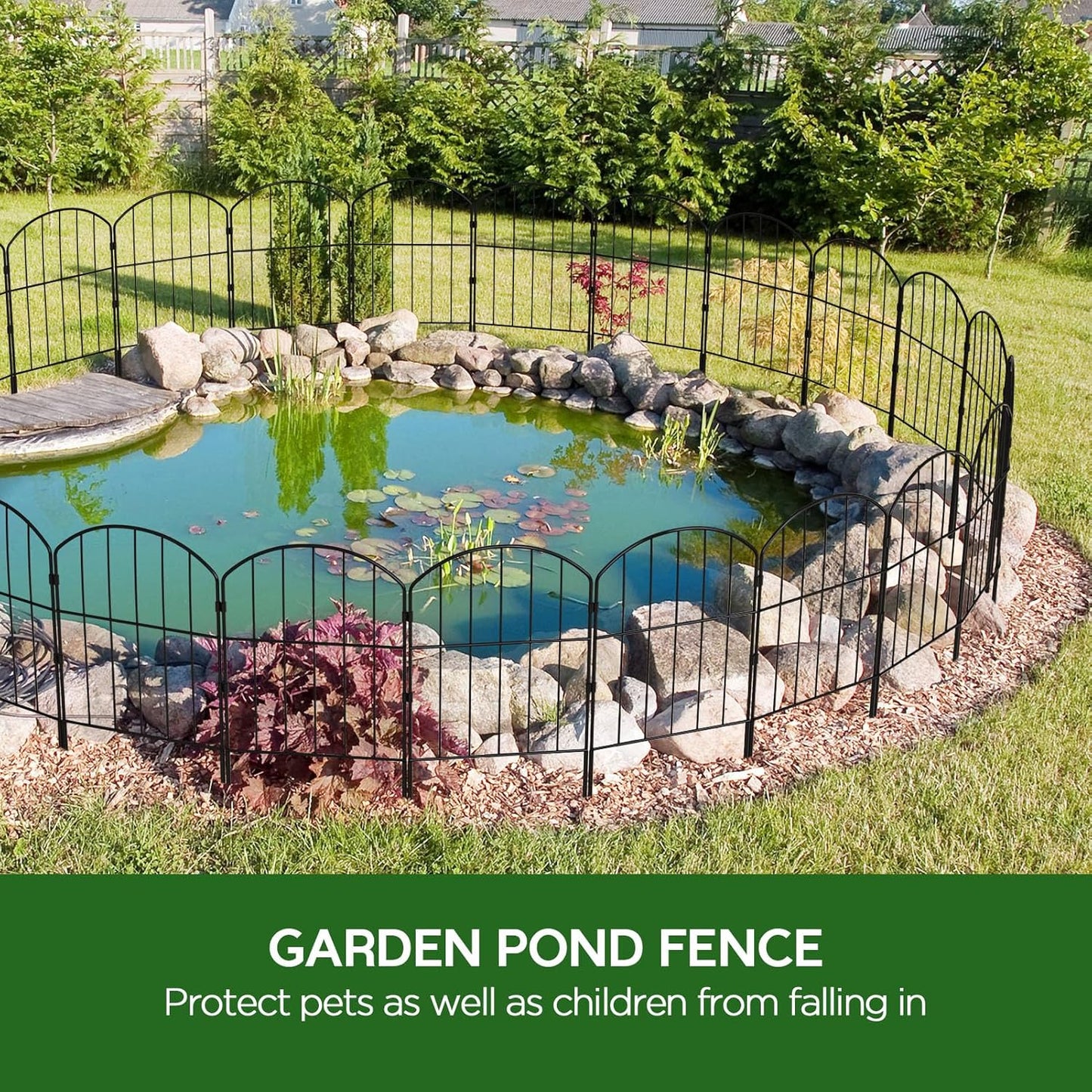 Goovilla Garden Fence, Total 20ft(L) x 24in(H) Garden Fencing Animal Barrier, 19 Pcs Rustproof Metal Fence Panels, Black No Dig Fence, Decorative Garden Fences and Borders for Dogs, Flower Bed, Patio