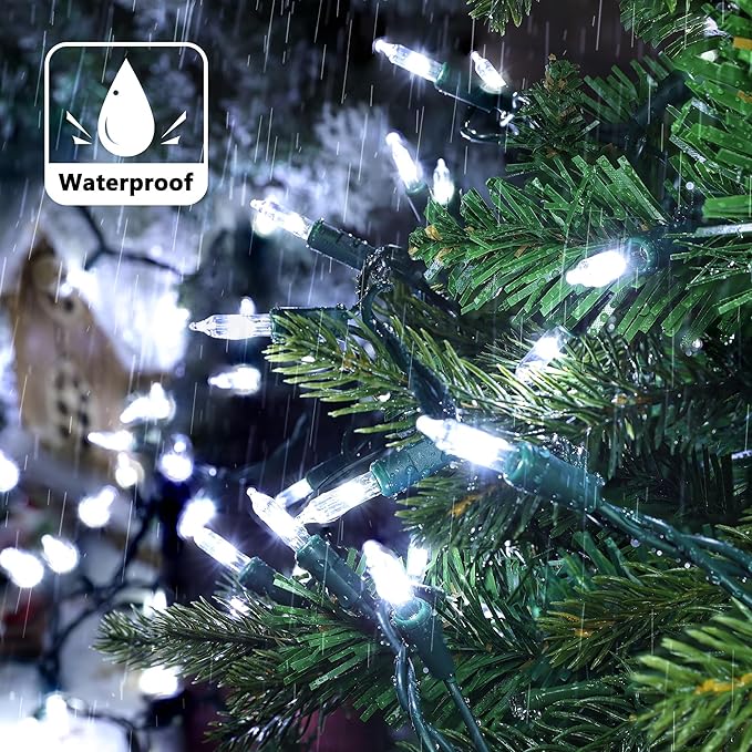 Joomer LED Clear Christmas Lights, 19.5FT 100 LED Clear White Christmas Tree Lights, Connectable Waterproof Mini String Lights Plug in for Indoor Outdoor Home Christmas Decoration