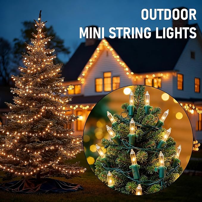TW SHINE Warm White Christmas Lights, 6 Pack Total 180FT 900 Count Incandescent Mini Tree String Lights, Waterproof Christmas Decorations for Outdoor Indoor Xmas Patio Home Party Garden Yard Decor
