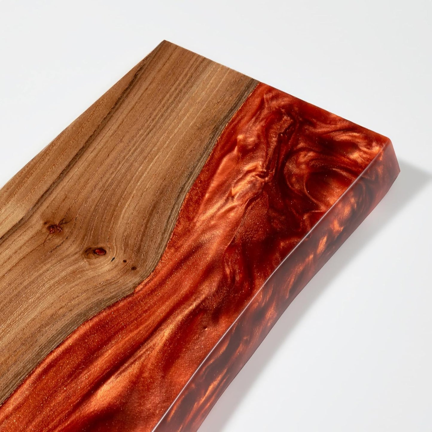 RWA Unique Floating Shelves for Wall Decor - Epoxy & Wood Wall Shelf Plank, Stylish Shelves for Room Wall Living Room Bedroom Office Organization - Elegant Wall Mounted Shelves Design (Small, amber)