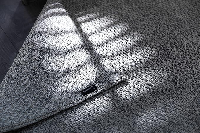 CAMILSON Easy Jute Rug 9x12, Indoor Outdoor Gray Color Farmhouse Area Rugs for Living Room Patio and Kitchen Rug, Solid Boho Woven Design, Easy-Cleaning, Washable Outside Carpet Alfombras (9 x 12)