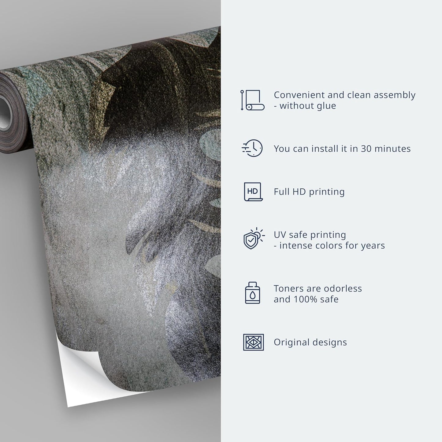 artgeist Wall Mural Feather 135x101 in - XXL Peel and Stick Self-Adhesive Wallpaper Removable Large Sticker Foil Wall Decor Print Picture Image Design Abstract Beige Navy Blue b-A-0812-a-a