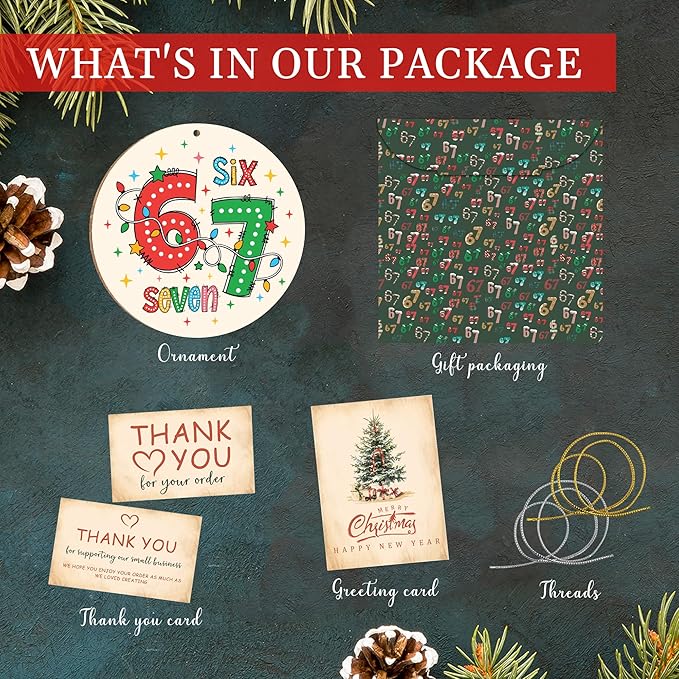 67 Christmas Ornament, 67 Ornaments for Xmas Tree, Funny Christmas Ornaments 2025, 6 7 Meme Ornament for Teens, Six Seven Gifts, Gag Gifts for Teens, Teen Girls Trendy Stuff
