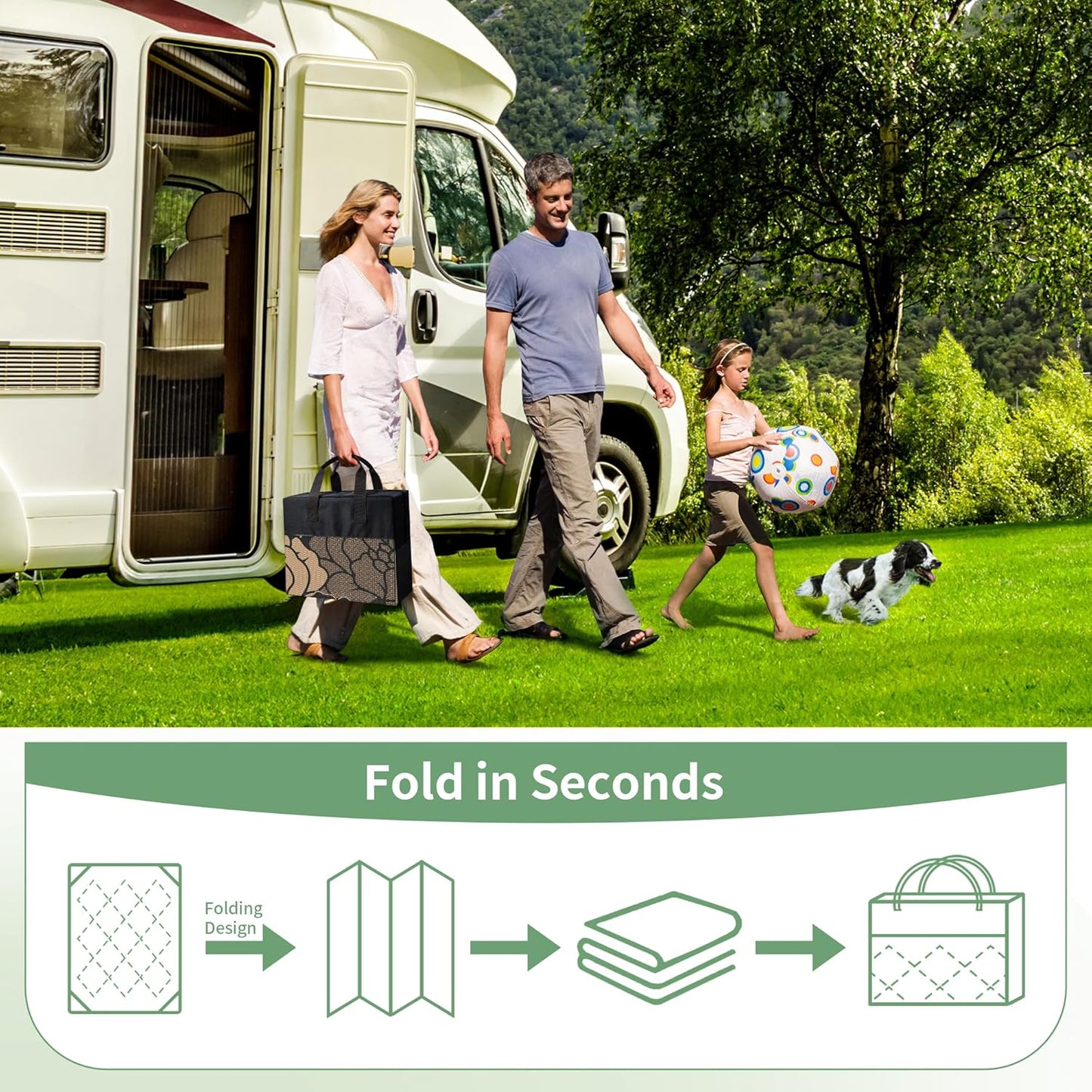 GENIMO Outdoor Rug Waterproof for Patio Decor, 8' x 10' Reversible Plastic Straw Floral Camping Carpet, Large Area Rugs Mats for RV, Camper, Deck, Balcony, Porch, Beach, Picnic, Mix-Black & Brown