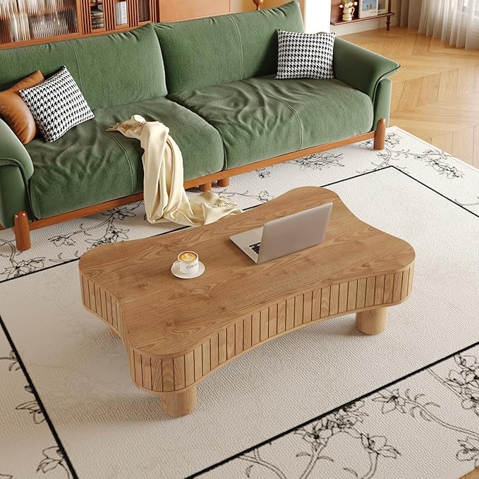 WILLIAMSPACE 42" Lift Top Coffee Table with Hidden Storage, Modern Luxury Wooden Center Table with Silent Hydraulic Lift, Curved Safety Corners, Accent Side Tea Table for Living Room, Light Brown