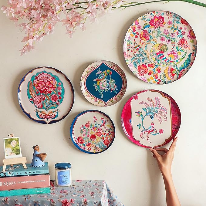 RITUALISTIC Birds of Paradise Iron Wall Art Plates – Set of 5 Decorative Plates | Floral & Nature-Inspired Metal Wall Decor | Wall Hanging for Living Room & Home Aesthetic Accent | Christmas gifts