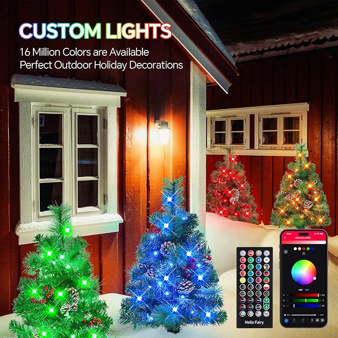 Outdoor Pathway Christmas Trees, 2-Pack 28.5Inch RGB Color Changing Pre-Lit Smart Artificial Pine Tree with Cones, Remote&App Control, Outdoor Christmas Decorations for Porch Yard Walkway