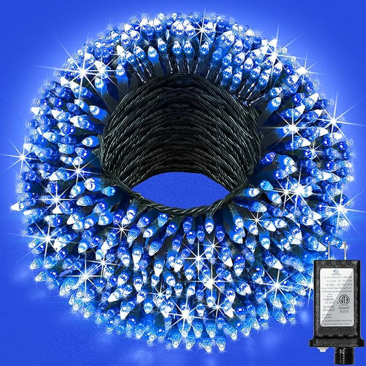 300LED 75FT Christmas Lights Indoor, LED Christmas Tree Decoration Lights with 12 Modes & Timer Memory, Dimmable Plug in Waterproof LED Xmas Light for Yard Trees Wedding Party Holiday Blue