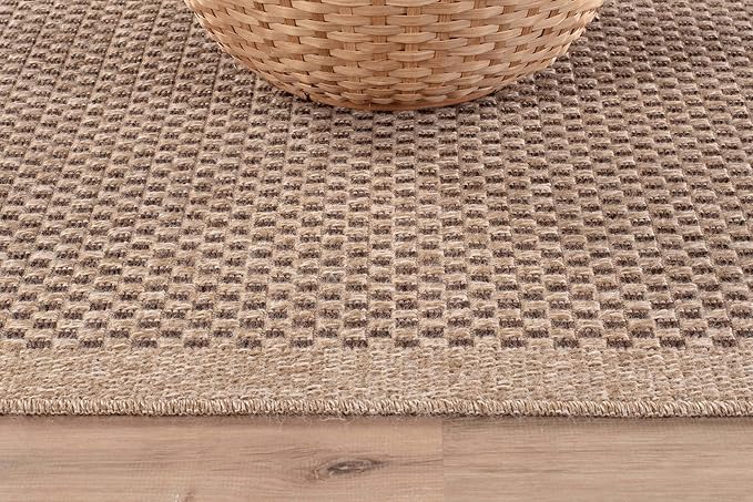 CAMILSON Easy Jute Rug 8x10, Indoor Outdoor Natural Color Fiber Area Rugs for Living Room Patio and Kitchen Rug, Sisal Boho Woven Design, Easy-Cleaning, Washable Outside Carpet Alfombras (8 x 10)