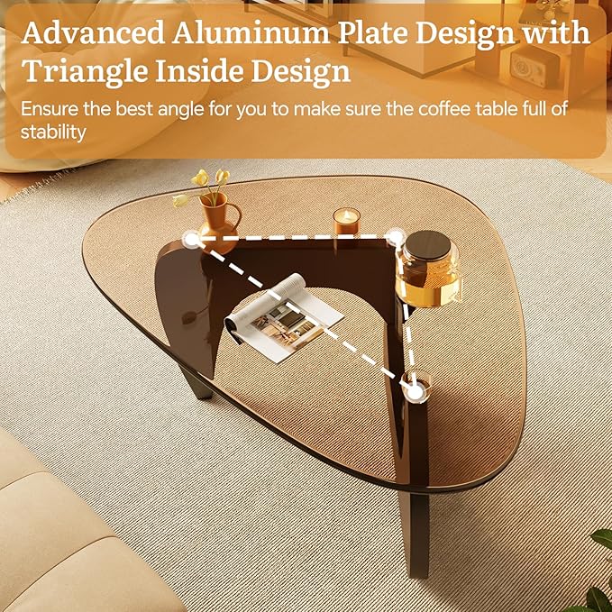 Coffee Tables Glass Small Farmhouse Coffee Table Mid-Century Modern Wood Center Table for Living Room, Black Brown, 36 Inch