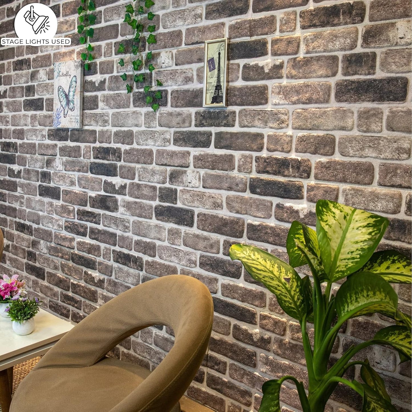 Dundee Deco 3D Wall Panels Faux Brick - Cladding, Grey Black Stone Look Wall Paneling, Styrofoam Facing for Living Room, Kitchen, Bathroom, Balcony, Bedroom, Set of 5, Covers 27 sq ft