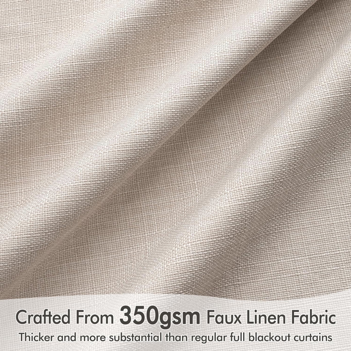 MIULEE 100% Blackout Curtains 108 Inch Long 2 Panels Set for Bedroom, Thick Luxury Faux Linen Black Out Curtain Room Darkening Back Tab Pleat Window Textured Drapes with Hooks for Living Room, Beige
