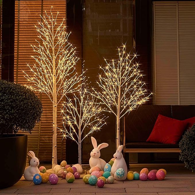 Hairui Lighted Birch Tree Plug in 4FT 72 LED White Twig Tree with Lights for Thanksgiving Christmas Room Decorations Indoor Outdoor
