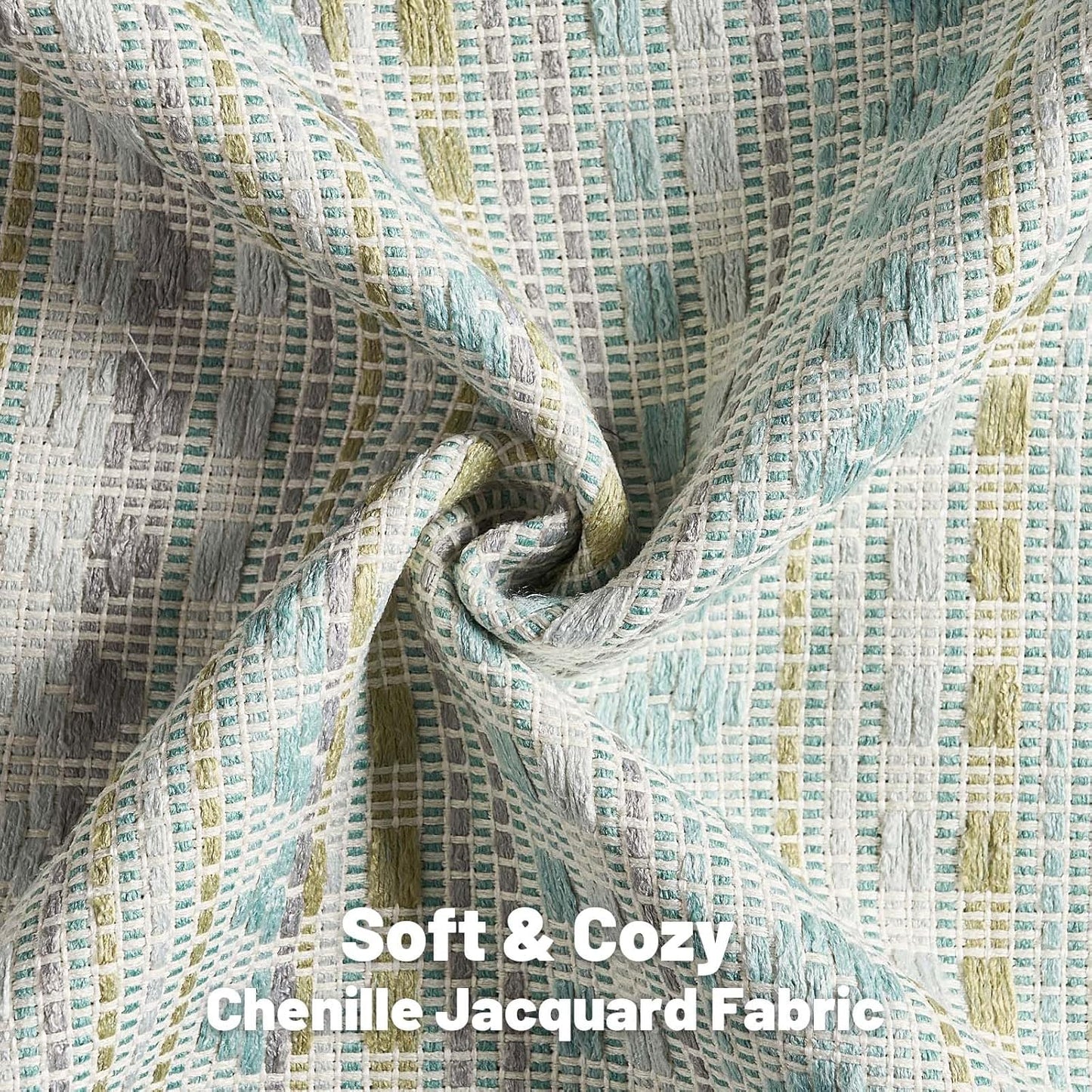 FUTEI Green Blue Decorative Throw Pillow Covers 20x20 Inch Set of 2,Soft Cozy Chenille Jacquard Textured Cushion Case,Boho Home Decor for Couch Bed Living Room