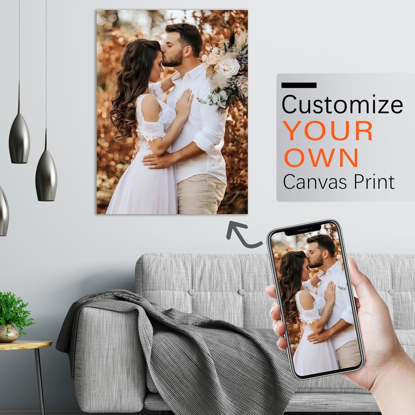 YUNART Ship Next Day - Custom Canvas Prints with Your Photos, Personalized Canvas with Pictures Print for Wall Art Bedroom, Customized Photo Gifts for Couple Men Women Mom Baby Dog Family - 24"x32"