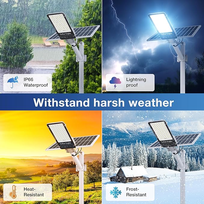 10000W Solar Street Light, Super Bright LED Beads Solar Lights Outdoor Waterproof IP66, Heavy Duty Parking Lot Light Commercial Dusk to Dawn,Flood Light with Remote Control for Yard, Driveway