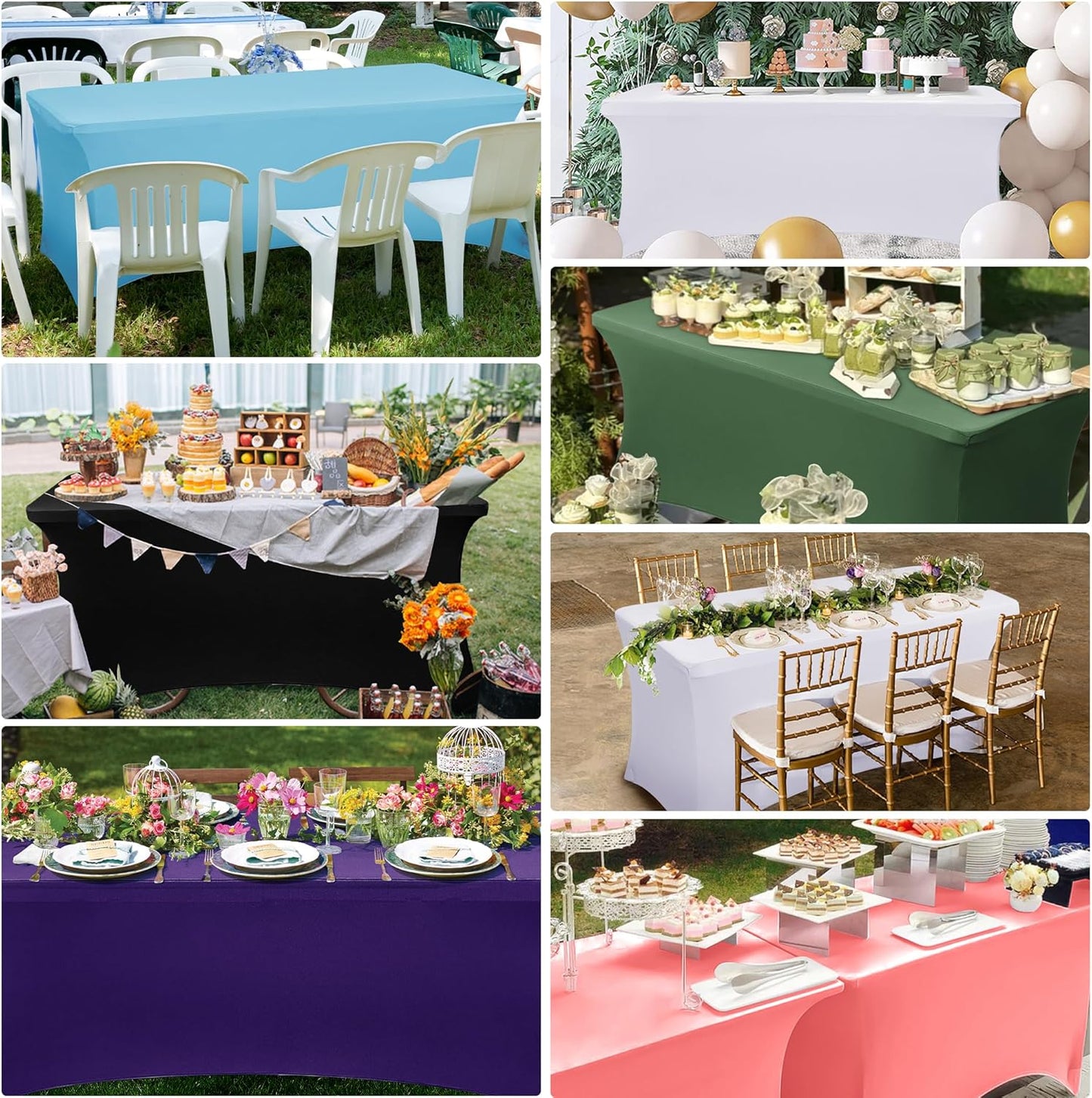Obstal Spandex Table Cover 5ft Fitted Tablecloth Rectangular - Stretch Rectangle Folding Table Cloth for Birthday Party Wedding Banquet, White, 60L x 30W Inch
