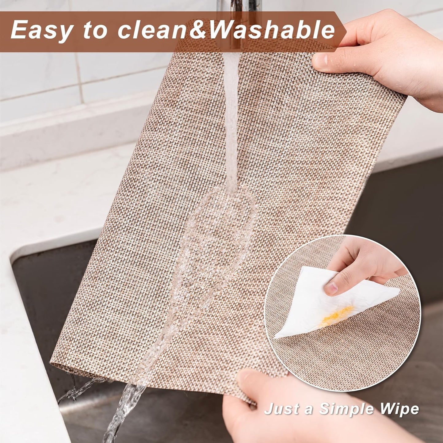 CADONO Placemats Set of 6 Washable Indoor/Outdoor Vinyl Place Mats for Dining Table Durable Non-Slip Heat Resistant PVC Weave Table Mats（Ocean Geode）