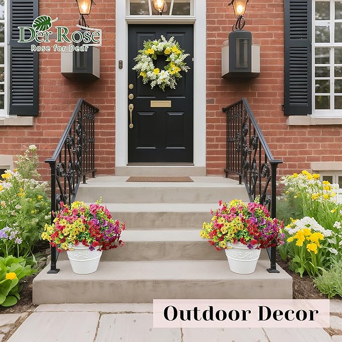 Der Rose 12 Bundles Artificial Flowers for Outdoors Fake Flowers Plants Spring Summer Decoration UV Resistant for Outside Home Porch Patio Garden Decor