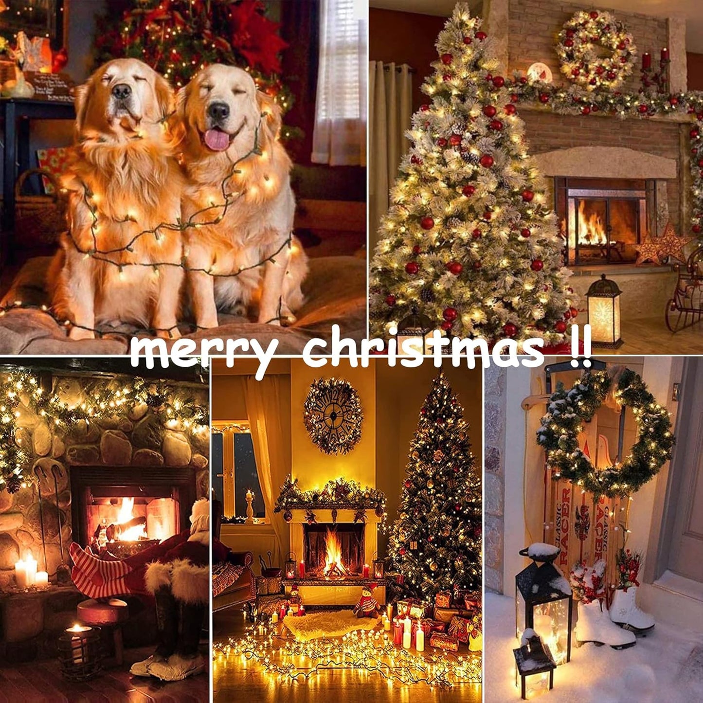 Hopolon Clear Christmas Lights Set 2PACK 50Count 13Feet Incandescent Bulb Mini String Lights for Indoor Christmas Tree Garland Birthday Wedding Festival Decor, Warm White