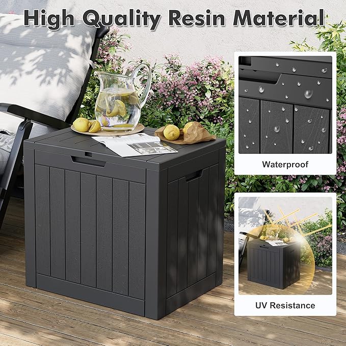 31 Gallon Outdoor Storage Box, Waterproof Resin Deck Box with Lockable Lid – Storage Cabinet for Patio Furniture, Pool Supplies, Garden Tools – Indoor & Outdoor Use(2Box/Set)