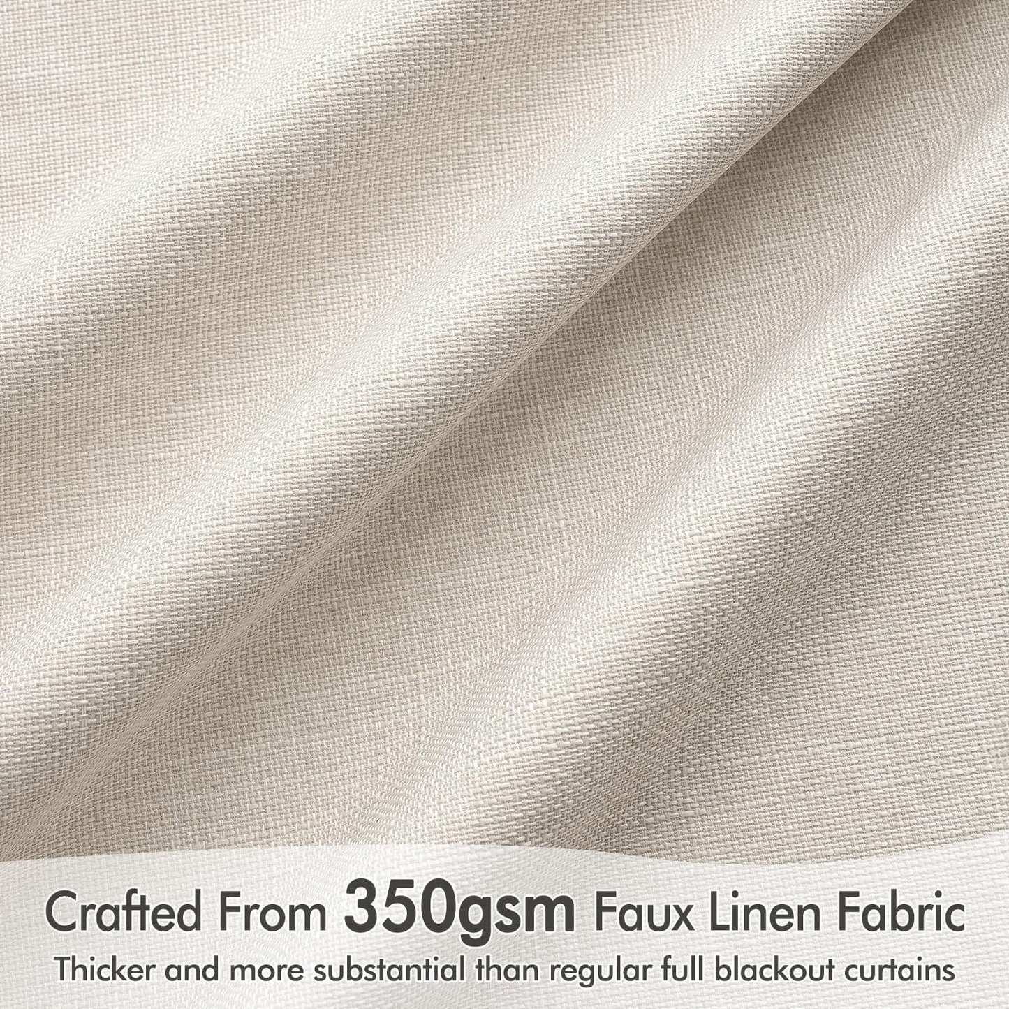 MIULEE 100% Blackout Curtains 120 Inch Long 2 Panels Set for Bedroom, Thick Luxury Faux Linen Black Out Curtain Room Darkening Back Tab Pleat Window Textured Drapes with Hooks for Living Room, Birch