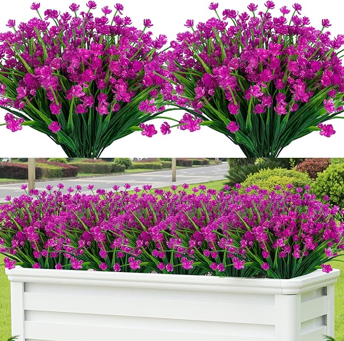 Lnoicy 10pcs Artificial Flowers,Fake Flowers Picks for Office Decorations Floral Arrangements DIY Wreath Holiday Tables Party Home Decor and Home Garden Decoration(Fuchsia)