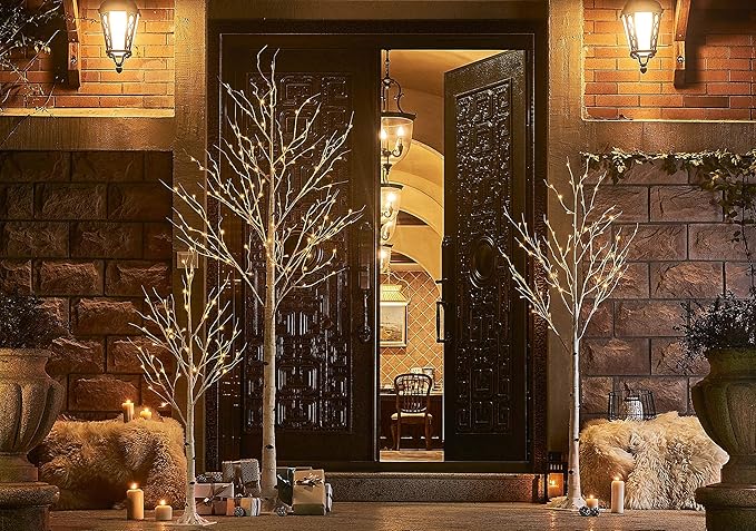 Hairui Lighted White Birch Tree 6FT, Twig Tree with Lights Plug in for Christmas Wedding Party Easter Decorations Indoor Outdoor Use
