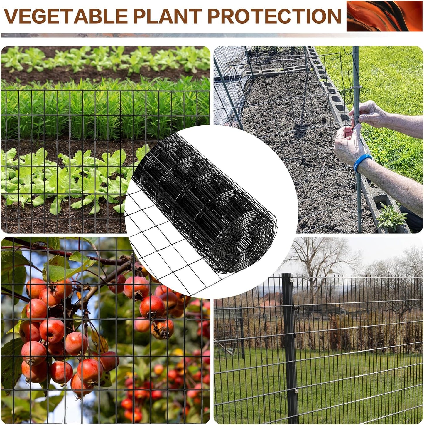 Tongmo 2 ft x 100 ft Black PVC Coated Welded Wire Fence, 16GA Garden Chicken Wire Fence Roll, Mesh Size 2" x 4" Hardware Cloth, Ideal for Yard Protection and Poultry Netting