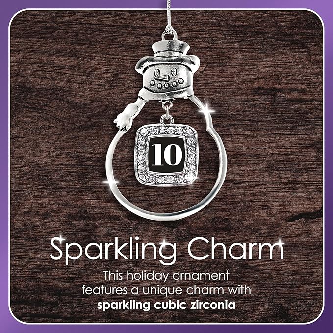 Inspired Silver - My Script Initials - Letter K - Silver Christmas Ornament - Circle Charm Christmas Tree Ornament with Cubic Zirconia - Snowman Hanging Decoration